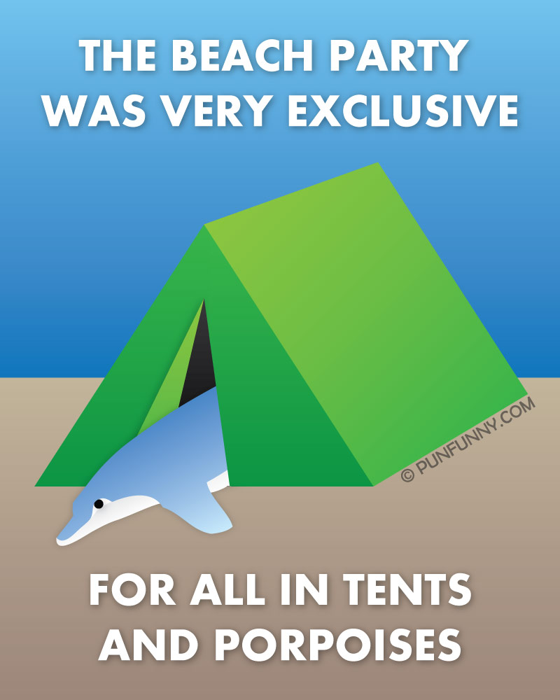 Illustration of tent and porpoise