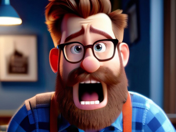 Illustration of a hipster character yelling with a cup of coffee